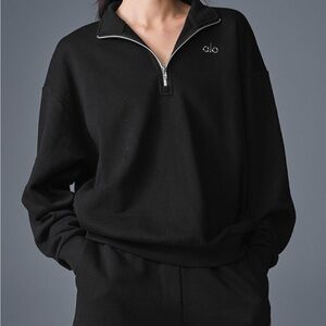 ALO Accolade Black 1/2 Knit Pullover